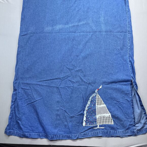 Silhouettes Denim Maxi Dress Womens 20W Short Sleeve‎ Modesty Patchwork Blue - Picture 3 of 16